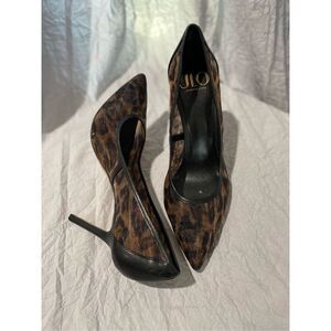 JLO Jenniffer Lopez Pelana pump animal print see through mesh upper slip on 4” h